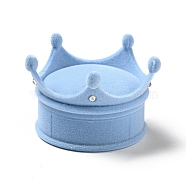 Flocking Plastic Crown Finger Ring Boxes, for Valentine's Day Gift Wrapping, with Sponge Inside, Sky Blue, 6.7x6.5x4.5cm, Inner Diameter: 5.1cm(CON-B008-01A)