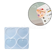DIY Ornaments for Clips Silicone Molds, Resin Casting Molds, for UV Resin & Epoxy Resin Jewelry Craft Making, Heart Pattern, 101x110x6mm, Hole: 2.5mm, Inner Diameter: 45x49x5.5mm(DIY-C061-01F)