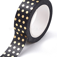 Foil Masking Tapes, DIY Scrapbook Decorative Paper Tapes, Adhesive Tapes, for Craft and Gifts, Polka Dot, Black, 15mm, 10m/roll(DIY-G016-D11)