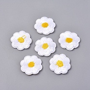 Computerized Embroidery Cloth Iron on/Sew on Patches, Costume Accessories, Appliques, Daisy, White, 20x1.8mm(DIY-WH0162-31)