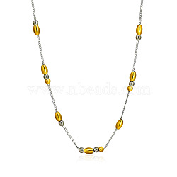 Two Tone 304 Stainless Steel Oval Bead Curb Chain Necklaces for Women, Golden & Stainless Steel Color, 15.75 inch(40cm)(WG4ACFD-01)