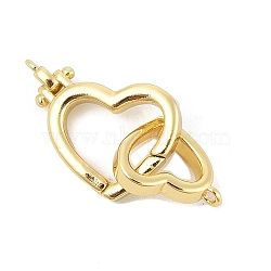 Brass Spring Gate Rings, Rack Plating, Long-Lasting Plated, Cadmium Free & Lead Free, Heart, Real 18K Gold Plated, 16.5mm, Hole: 0.8mm(KK-P299-08G)