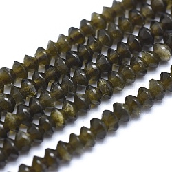 Natural Golden Sheen Obsidian Beads Strands, Bicone, Faceted, 3x2mm, Hole: 0.5mm, about 190~200pcs/strand, 15.35 inch(39cm)(G-E530-15G)