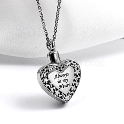 Heart with Word Shape Stainless Steel Pendant Necklaces with Cable Chains, Stainless Steel Color, no size(KI1843-1)