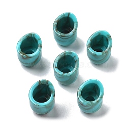 Two Tone Acrylic Beads, Imatation Gemstaone Beads, Column, Medium Turquoise, 14x18mm, Hole: 5mm and 9.5mm.(OACR-S042-06E)