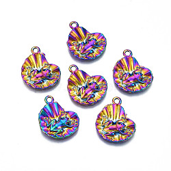 Rainbow Color Alloy Pendants, Cadmium Free & Lead Free, Heart with Frog, 21x18x3mm, Hole: 1.6mm(PALLOY-N156-211)