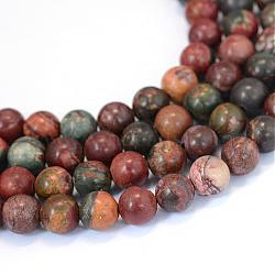 Natural Picasso Stone/Picasso Jasper Beads Strands, Round, 10~10.5mm, Hole: 1.2mm, about 36pcs/strand, 15.5 inch(G-E334-10mm-10)