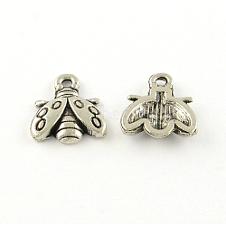 Tibetan Style Alloy Charms, Ladybug, Cadmium Free & Lead Free, Antique Silver, 14x12x2.5mm, Hole: 1.5mm, about 1136pcs/1000g(TIBE-Q050-70AS-LF)