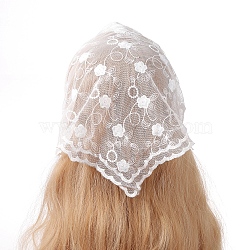 Lace Triangular Scarf Headband, Sweet Girl Style Headscarf, White, 900x300mm(PW-WG55372-04)