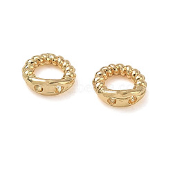 Brass Ring Charm Connectors, Bracelet Necklace End Loop Wire Protector, Twisted Round Rings, Real 18K Gold Plated, 5x5x2mm, Hole: 0.7mm(KK-CBA50B0-21G)
