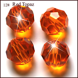Imitation Austrian Crystal Beads, Grade AAA, Faceted, Round, Orange Red, 10mm, Hole: 0.9~1mm(SWAR-F021-10mm-372)