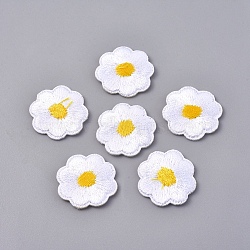 Computerized Embroidery Cloth Iron on/Sew on Patches, Costume Accessories, Appliques, Daisy, White, 20x1.8mm(DIY-WH0162-31)