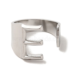 Non-Tarnish 201 Stainless Steel Finger Rings, Letter E, Inner Diameter: 18mm(RJEW-H223-04P-E)