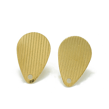 304 Stainless Steel Stud Earring Findings, Teardrop, Golden, 16x10.5mm, Hole: 1.4mm, Pin: 0.8mm