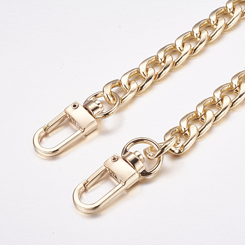 Bag Strap Chains, Iron Curb Link Chains, with Swivel Lobster Claw Clasps, Golden, 160x0.95cm