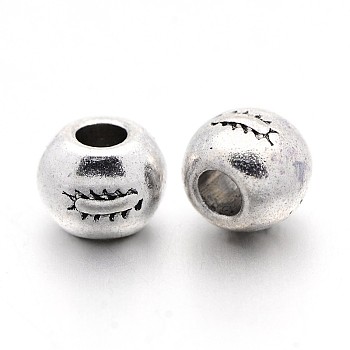 Tibetan Style Alloy Beads, Cadmium Free & Nickel Free & Lead Free, Round, Antique Silver, about 7mm in diameter, hole: 3mm