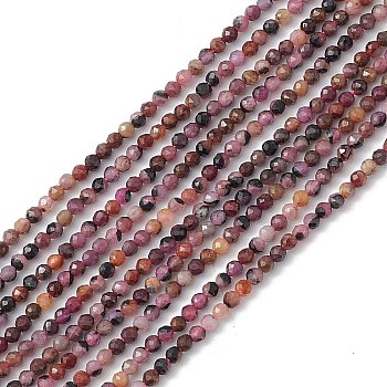 Natural Red Corundum/Ruby and Sapphire Beads Strands, Faceted, Round, 2~2.5mm, Hole: 0.5mm, about 171pcs/strand, 14.96''(38cm)