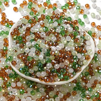 Glass Beads, Faceted, Rondelle, Dark Sea Green, 4x3mm, Hole: 0.4mm, about 820pcs/60g