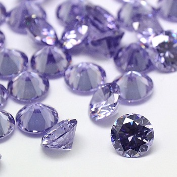 Cubic Zirconia Cabochons, Grade A, Faceted, Diamond, Lilac, 5x3mm