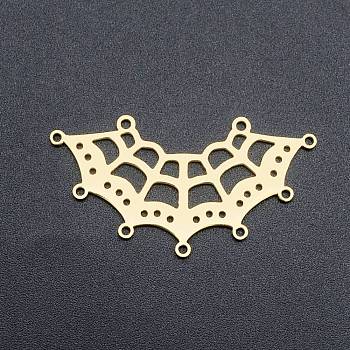 201 Stainless Steel Chandelier Components Links, 9 Loop & 18 Hole Links, Laser Cut, Spider Web Shape, Golden, 21x39.5x1mm, Hole: 1.6mm