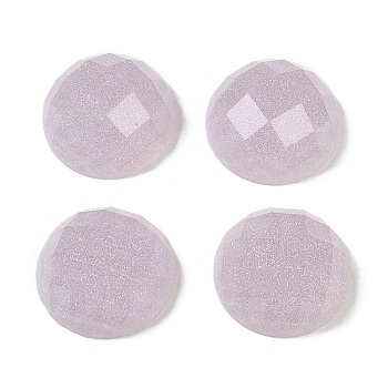 Translucent Epoxy Resin Glitter Powder Decoden Cabochons, Faceted Half Round/Dome, Plum, 19.5x9mm