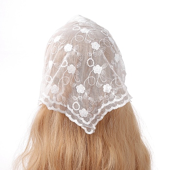 Lace Triangular Scarf Headband, Sweet Girl Style Headscarf, White, 900x300mm