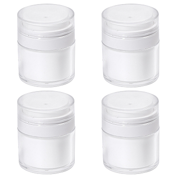 Plastic Empty Refillable Airless Pump Bottle, Travel Lotion Foundation Containers, with Press U Type Pump Head, Column, White, 6.2x7.5cm, Capacity: 50ml(1.69fl. oz)