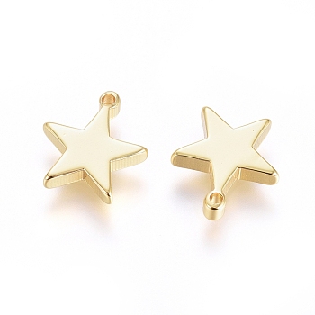 Brass Pendants, Long-Lasting Plated, Star, Real 18K Gold Plated, 11.5x10x2mm, Hole: 1mm