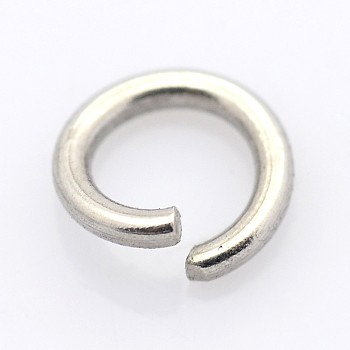 Tarnish Resistant 304 Stainless Steel Open Jump Rings, Round, Stainless Steel Color, 9x1.2mm, 17 Gauge, Inner Diameter: 6.6mm