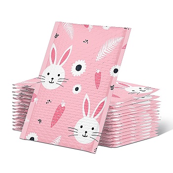 Rectangle Rabbit Kraft Paper Bubble Mailers, Self-Seal Bubble Padded Envelopes, Mailing Envelopes for Packaging, Pink, 27x20cm