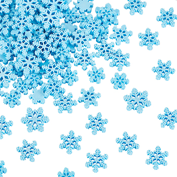 100Pcc 3 Styles Christmas Theme Opaque Resin Cabochons, Snowflake, Dodger Blue, 17~24x18~26.5x4.5mm