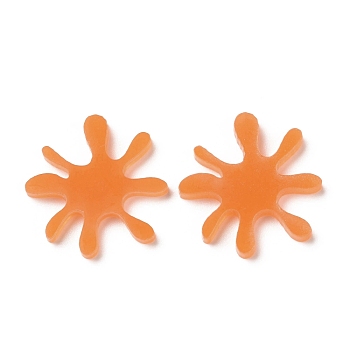 Translucent Acrylic Cabochons, for DIY Earring Accessories, Flower, Dark Orange, 20x2mm