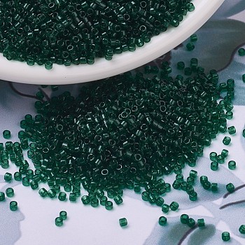 MIYUKI Delica Beads, Cylinder, Japanese Seed Beads, 11/0, (DB0713) Transparent Dark Emerald, 1.3x1.6mm, Hole: 0.8mm, about 2000pcs/bottle, 10g/bottle