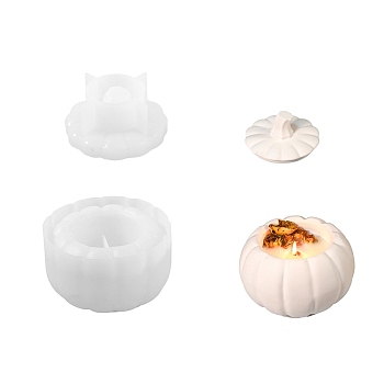 DIY Silicone Storage Box Molds, Silicone Molds, Resin Casting Molds, Halloween Pumpkin, White, 131x80mm, Inner Diameter: 70mm