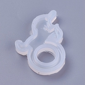 Transparent DIY Ring Food Grade Silicone Molds, Resin Casting Molds, For UV Resin, Epoxy Resin Jewelry Making, Jewelry Making Tools, Unicorn, White, 45.5x31x5.5mm