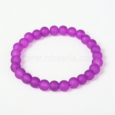 Bracelets pour enfants en perles de verre givré extensibles pour la journée des enfants(BJEW-JB01768)-2