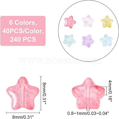 superfindings 240piezas 6 colores cuentas de vidrio pintadas con spray transparente(GLAA-FH0001-28)-4