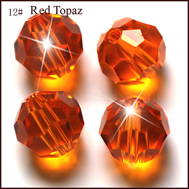 10mm OrangeRed Round Glass Beads