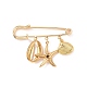 304 Stainless Steel Shell & Starfish Charms Safety Pin Brooch(JEWB-BR00083)-2