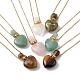 Openable Heart Natural & Synthetic Mixed Stone Perfume Bottle Pendant Necklaces for Women(NJEW-F296-05G)-1