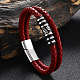 Bracelet multi-rangs double couche en cuir perlé tête de mort en acier inoxydable(SKUL-PW0004-26C-02)-1