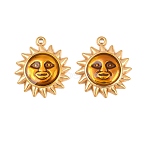 304 Stainless Steel Enamel Pendants, Sun Charms, Golden, 23x20x3mm, Hole: 1.2mm(STAS-Z187-05G)