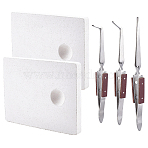 2Pcs Quartz Honeycomb Soldering Boards, with 3Pcs 3 Styles Stainless Steel Cross Locking Tweezers, White, 14.6x11.1x1.35cm(AJEW-FG0005-84)