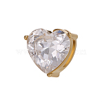 304 Stainless Steel Clear Cubic Zirconia Slide Charms, Heart, Ion Plating(IP), Real 18K Gold Plated, 8x8mm, Hole: 5mm(STAS-OY013-11G)