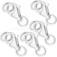 5Pcs Rhodium Plated 925 Sterling Silver Lobster Claw Clasps, Platinum, 8x5x2.5mm, Hole: 1.5mm(STER-BBC0006-22)