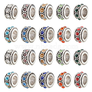 40Pcs 10 Style Alloy Rhinestone European Beads, Birthstone Beads, Large Hole Beads, Cadmium Free & Lead Free, Fit European Bracelet Jewelry Making, Antique Silver, Rondelle, Mixed Color, 11x6.5mm, Hole: 5mm, 4pcs/style(MPDL-AR0001-01)