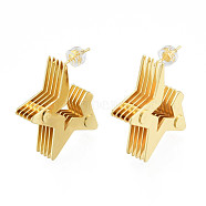 Brass Multi-Layer Star Stud Earrings, Chunky Half Hoop Earrings for Women, Nickel Free, Golden, 29.5x27x8mm, Pin: 0.7mm(EJEW-N011-88)