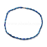 Synthetic Hematite Twist Rectangle & Round Beaded Necklace with Magnetic Clasp for Men Women, Blue, 20.39 inch(51.8cm)(G-C006-09BL)