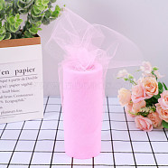 22M Polyester Tulle Fabric Rolls, Deco Mesh Ribbon Spool for Wedding and Decoration, Pearl Pink, 5-7/8 inch(150mm), about 24.06 Yards(22m)/Roll(PW-WG87334-07)