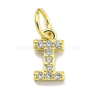 Letter Brass Micro Pave Clear Cubic Zirconia Pendants, Jump Ring, Real 18K Gold Plated, Letter I, 8.5x5x1.8mm, Jump Ring: 5x0.9mm, Hole: 3.5mm(KK-K354-06G-I)